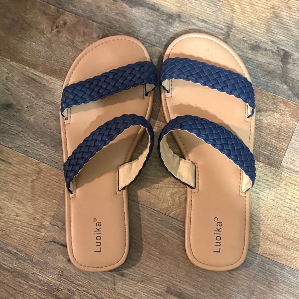 Luoika Women's Braided Navy Sandals
